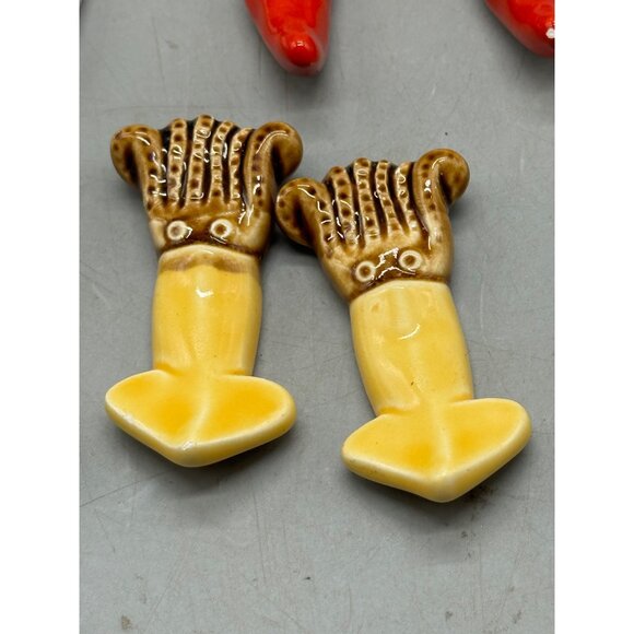 Ceramic Vegetable Fish Chopstick Rests Set Of 7 peppers squid OS red green READ - Picture 5 of 6